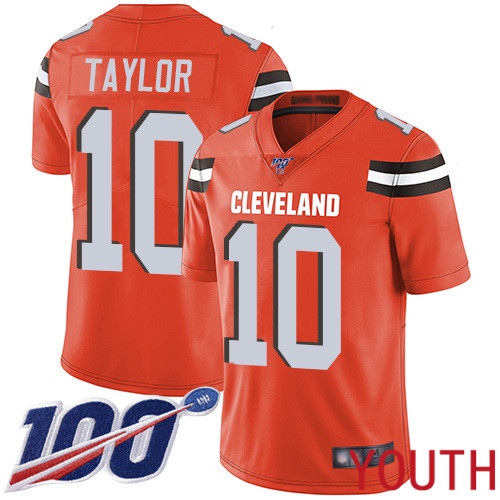Cleveland Browns Taywan Taylor Youth Orange Limited Jersey #10 NFL Football Alternate 100th Season Vapor Untouchable